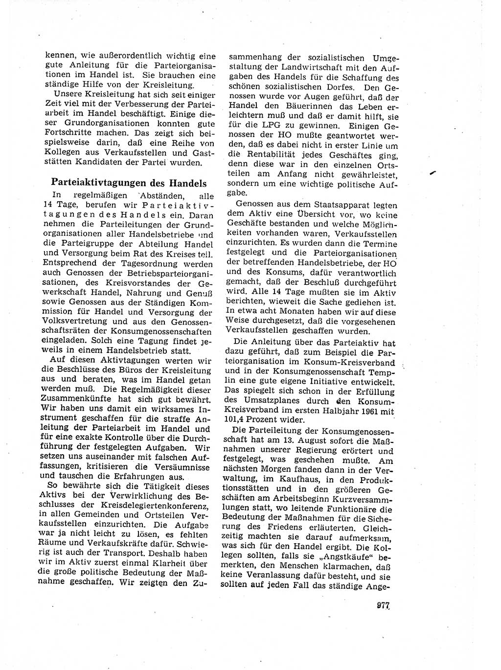 Neuer Weg (NW), Organ des Zentralkomitees (ZK) der SED (Sozialistische Einheitspartei Deutschlands) für Fragen des Parteilebens, 16. Jahrgang [Deutsche Demokratische Republik (DDR)] 1961, Seite 977 (NW ZK SED DDR 1961, S. 977)