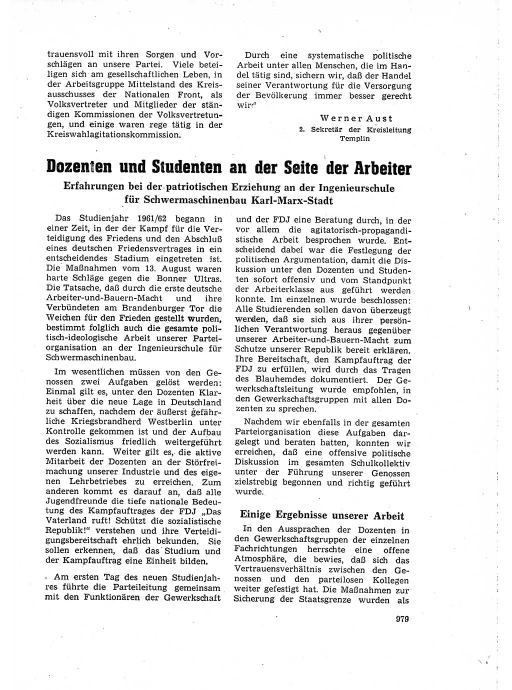Neuer Weg (NW), Organ des Zentralkomitees (ZK) der SED (Sozialistische Einheitspartei Deutschlands) für Fragen des Parteilebens, 16. Jahrgang [Deutsche Demokratische Republik (DDR)] 1961, Seite 979 (NW ZK SED DDR 1961, S. 979)