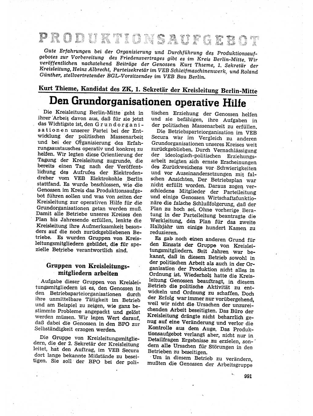 Neuer Weg (NW), Organ des Zentralkomitees (ZK) der SED (Sozialistische Einheitspartei Deutschlands) für Fragen des Parteilebens, 16. Jahrgang [Deutsche Demokratische Republik (DDR)] 1961, Seite 991 (NW ZK SED DDR 1961, S. 991)