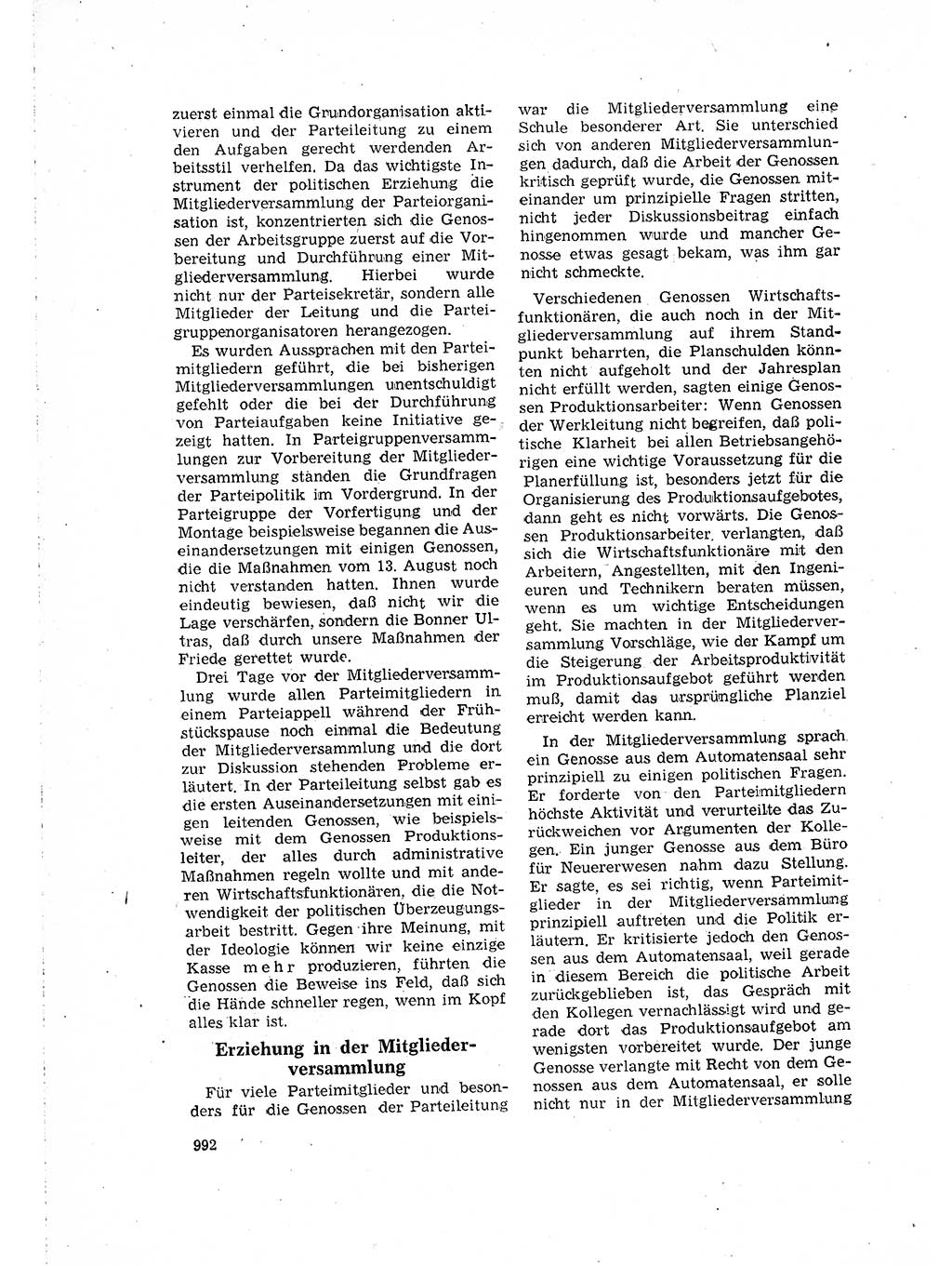 Neuer Weg (NW), Organ des Zentralkomitees (ZK) der SED (Sozialistische Einheitspartei Deutschlands) für Fragen des Parteilebens, 16. Jahrgang [Deutsche Demokratische Republik (DDR)] 1961, Seite 992 (NW ZK SED DDR 1961, S. 992)