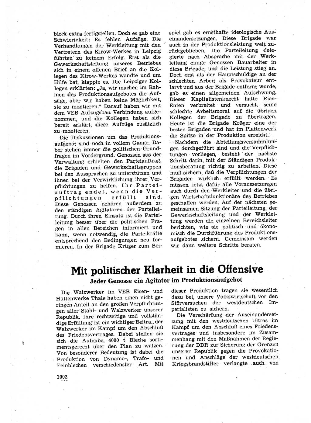 Neuer Weg (NW), Organ des Zentralkomitees (ZK) der SED (Sozialistische Einheitspartei Deutschlands) für Fragen des Parteilebens, 16. Jahrgang [Deutsche Demokratische Republik (DDR)] 1961, Seite 1002 (NW ZK SED DDR 1961, S. 1002)