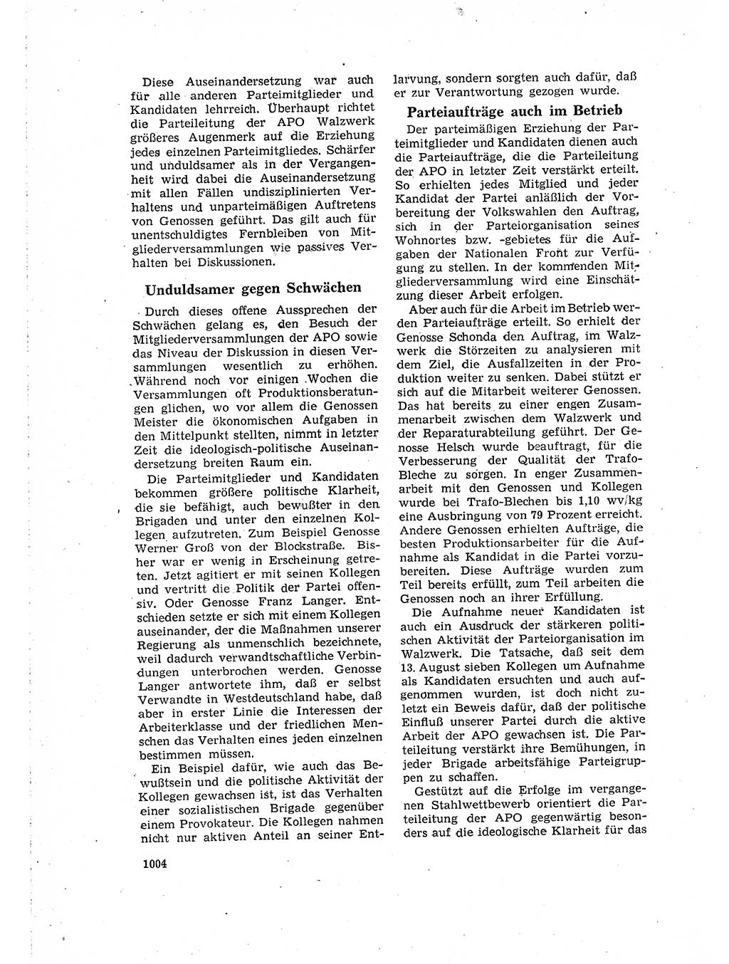 Neuer Weg (NW), Organ des Zentralkomitees (ZK) der SED (Sozialistische Einheitspartei Deutschlands) für Fragen des Parteilebens, 16. Jahrgang [Deutsche Demokratische Republik (DDR)] 1961, Seite 1004 (NW ZK SED DDR 1961, S. 1004)