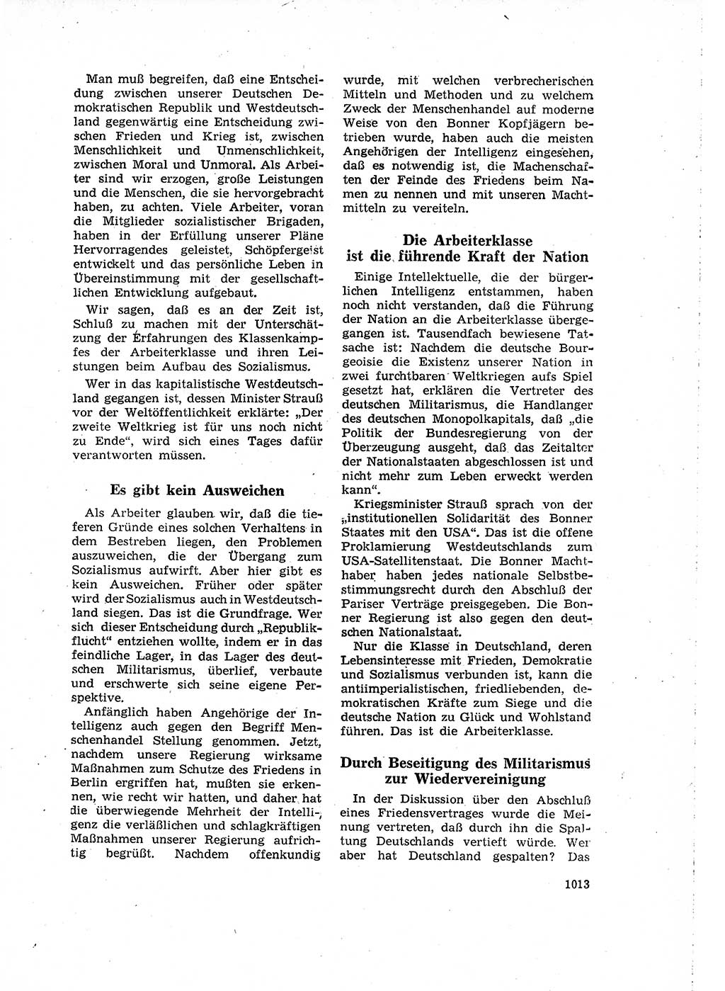 Neuer Weg (NW), Organ des Zentralkomitees (ZK) der SED (Sozialistische Einheitspartei Deutschlands) für Fragen des Parteilebens, 16. Jahrgang [Deutsche Demokratische Republik (DDR)] 1961, Seite 1013 (NW ZK SED DDR 1961, S. 1013)