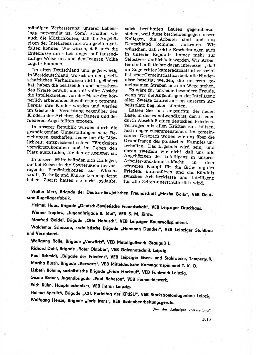 Neuer Weg (NW), Organ des Zentralkomitees (ZK) der SED (Sozialistische Einheitspartei Deutschlands) für Fragen des Parteilebens, 16. Jahrgang [Deutsche Demokratische Republik (DDR)] 1961, Seite 1015 (NW ZK SED DDR 1961, S. 1015)