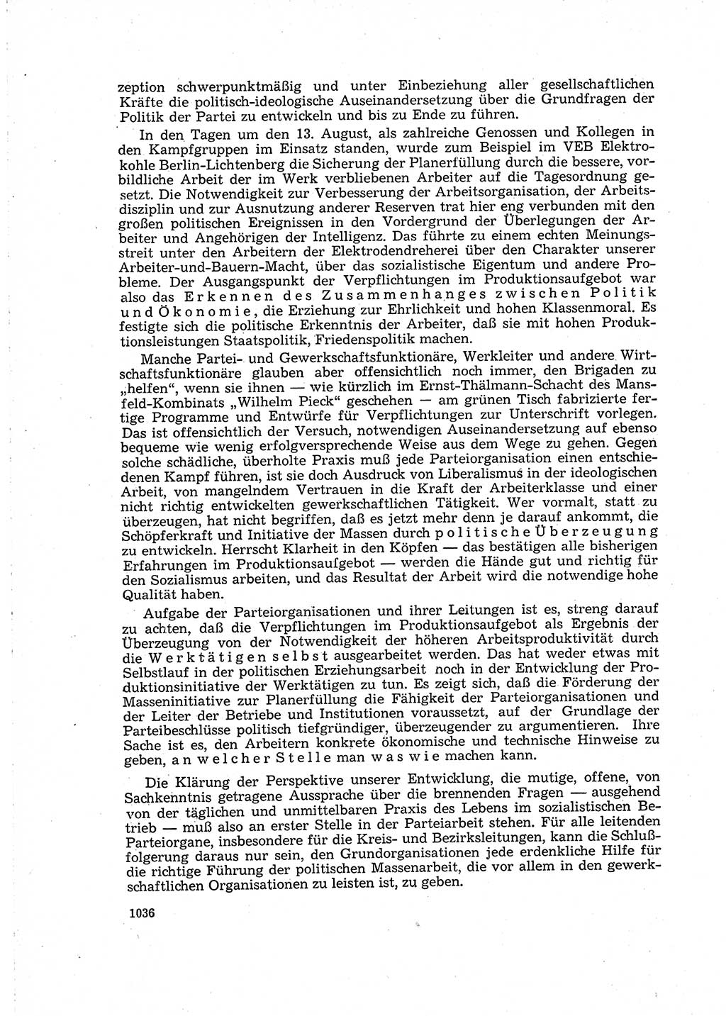 Neuer Weg (NW), Organ des Zentralkomitees (ZK) der SED (Sozialistische Einheitspartei Deutschlands) für Fragen des Parteilebens, 16. Jahrgang [Deutsche Demokratische Republik (DDR)] 1961, Seite 1036 (NW ZK SED DDR 1961, S. 1036)