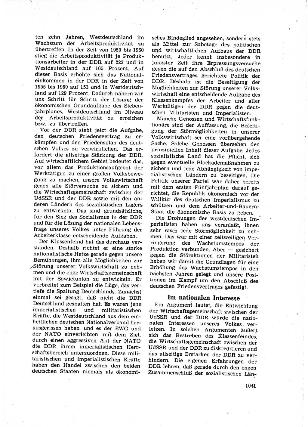 Neuer Weg (NW), Organ des Zentralkomitees (ZK) der SED (Sozialistische Einheitspartei Deutschlands) für Fragen des Parteilebens, 16. Jahrgang [Deutsche Demokratische Republik (DDR)] 1961, Seite 1041 (NW ZK SED DDR 1961, S. 1041)