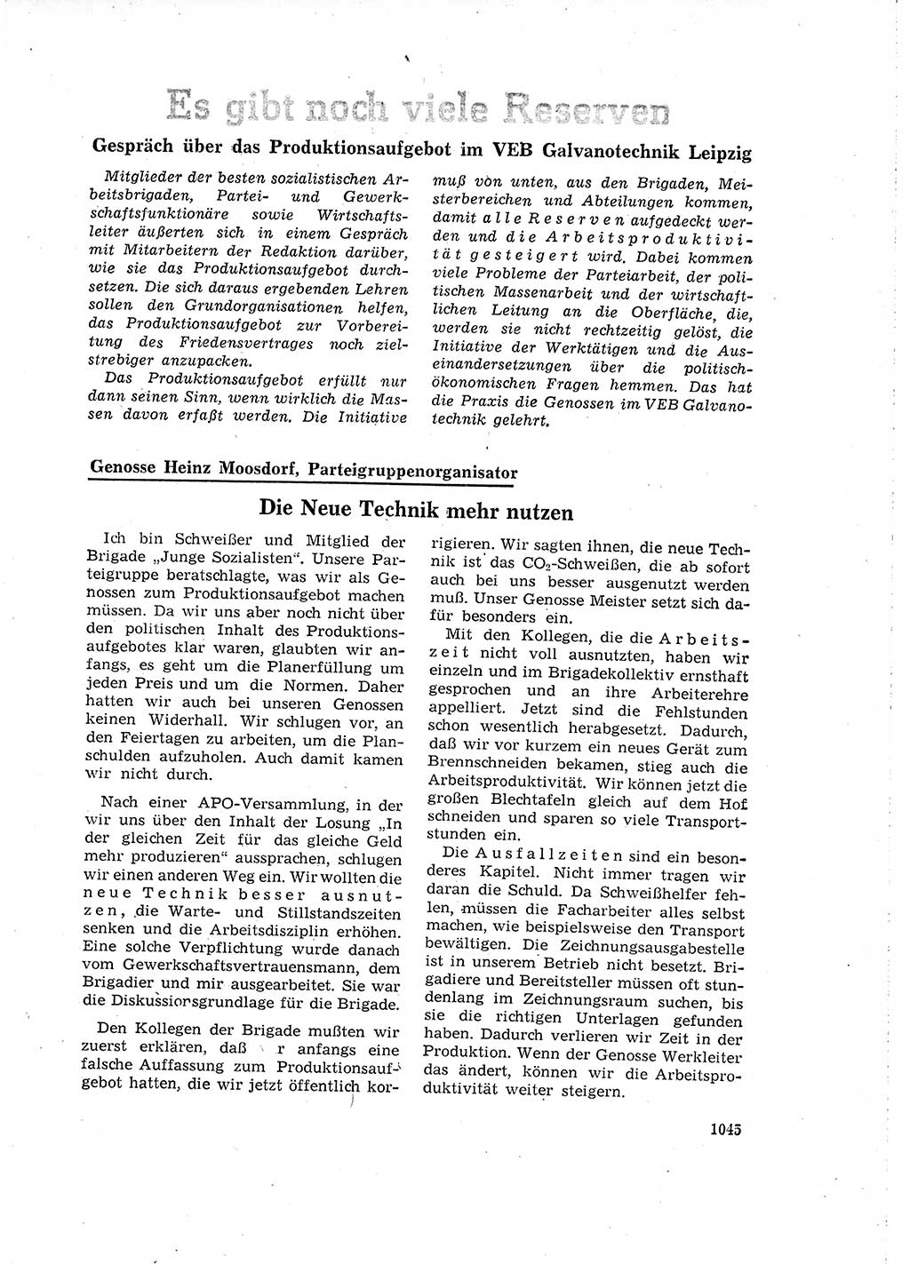 Neuer Weg (NW), Organ des Zentralkomitees (ZK) der SED (Sozialistische Einheitspartei Deutschlands) für Fragen des Parteilebens, 16. Jahrgang [Deutsche Demokratische Republik (DDR)] 1961, Seite 1045 (NW ZK SED DDR 1961, S. 1045)