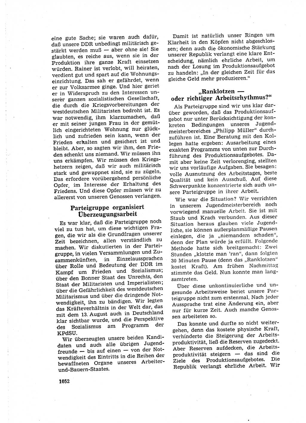 Neuer Weg (NW), Organ des Zentralkomitees (ZK) der SED (Sozialistische Einheitspartei Deutschlands) für Fragen des Parteilebens, 16. Jahrgang [Deutsche Demokratische Republik (DDR)] 1961, Seite 1052 (NW ZK SED DDR 1961, S. 1052)