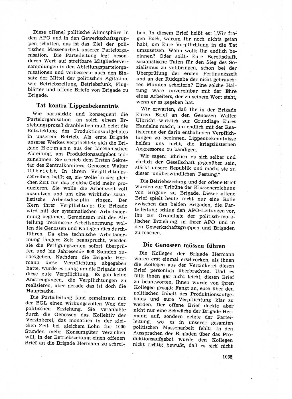 Neuer Weg (NW), Organ des Zentralkomitees (ZK) der SED (Sozialistische Einheitspartei Deutschlands) für Fragen des Parteilebens, 16. Jahrgang [Deutsche Demokratische Republik (DDR)] 1961, Seite 1055 (NW ZK SED DDR 1961, S. 1055)