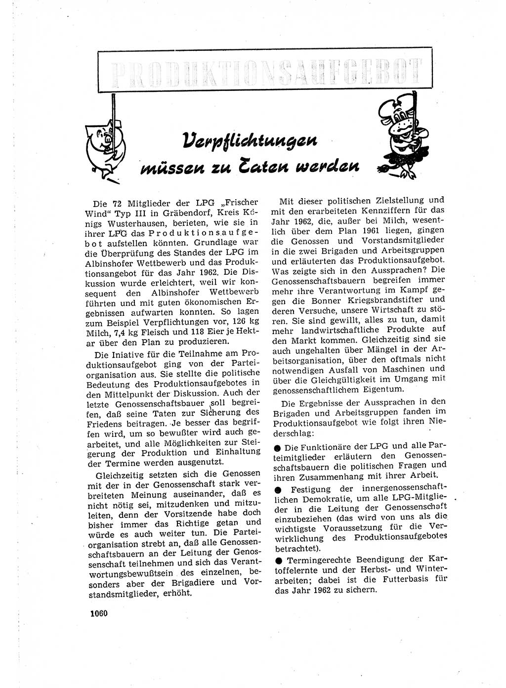 Neuer Weg (NW), Organ des Zentralkomitees (ZK) der SED (Sozialistische Einheitspartei Deutschlands) für Fragen des Parteilebens, 16. Jahrgang [Deutsche Demokratische Republik (DDR)] 1961, Seite 1060 (NW ZK SED DDR 1961, S. 1060)