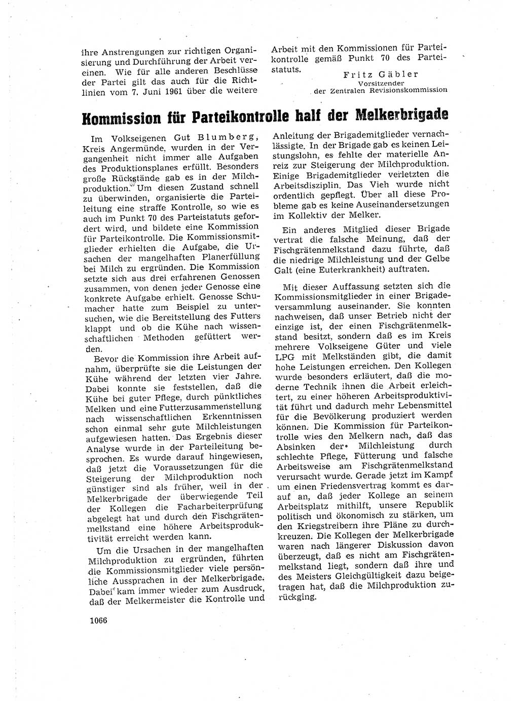 Neuer Weg (NW), Organ des Zentralkomitees (ZK) der SED (Sozialistische Einheitspartei Deutschlands) für Fragen des Parteilebens, 16. Jahrgang [Deutsche Demokratische Republik (DDR)] 1961, Seite 1066 (NW ZK SED DDR 1961, S. 1066)