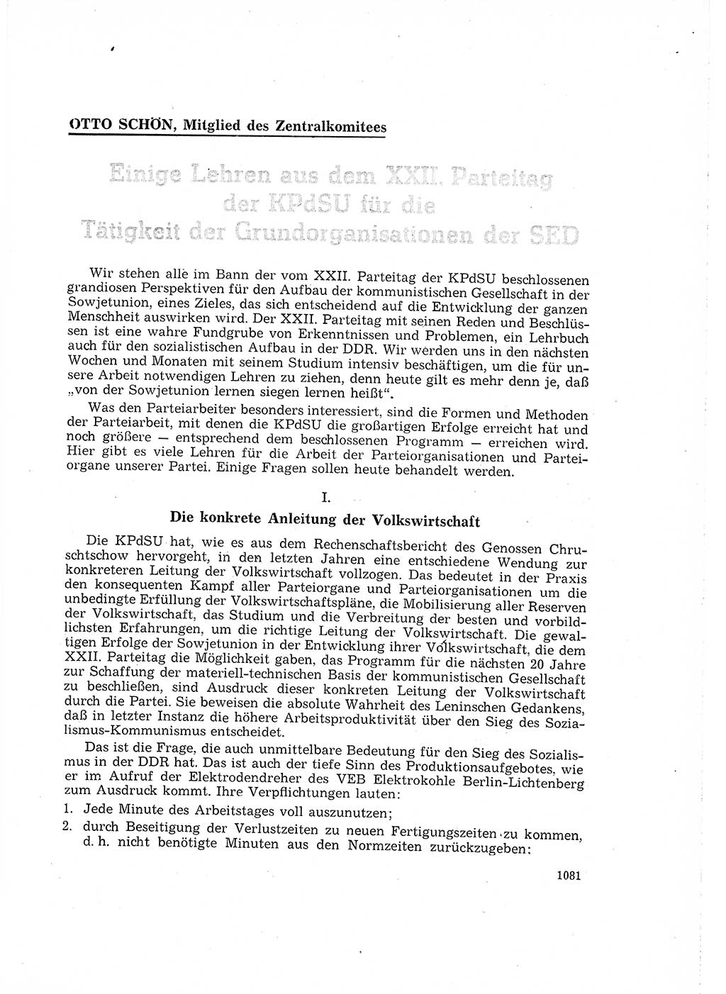 Neuer Weg (NW), Organ des Zentralkomitees (ZK) der SED (Sozialistische Einheitspartei Deutschlands) für Fragen des Parteilebens, 16. Jahrgang [Deutsche Demokratische Republik (DDR)] 1961, Seite 1081 (NW ZK SED DDR 1961, S. 1081)