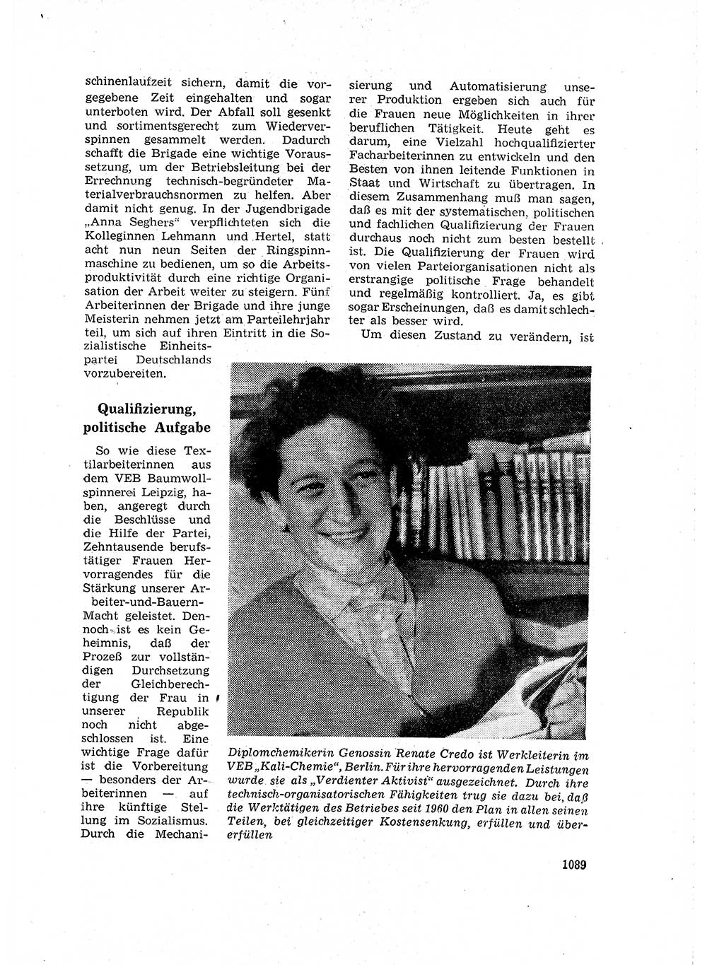 Neuer Weg (NW), Organ des Zentralkomitees (ZK) der SED (Sozialistische Einheitspartei Deutschlands) für Fragen des Parteilebens, 16. Jahrgang [Deutsche Demokratische Republik (DDR)] 1961, Seite 1089 (NW ZK SED DDR 1961, S. 1089)
