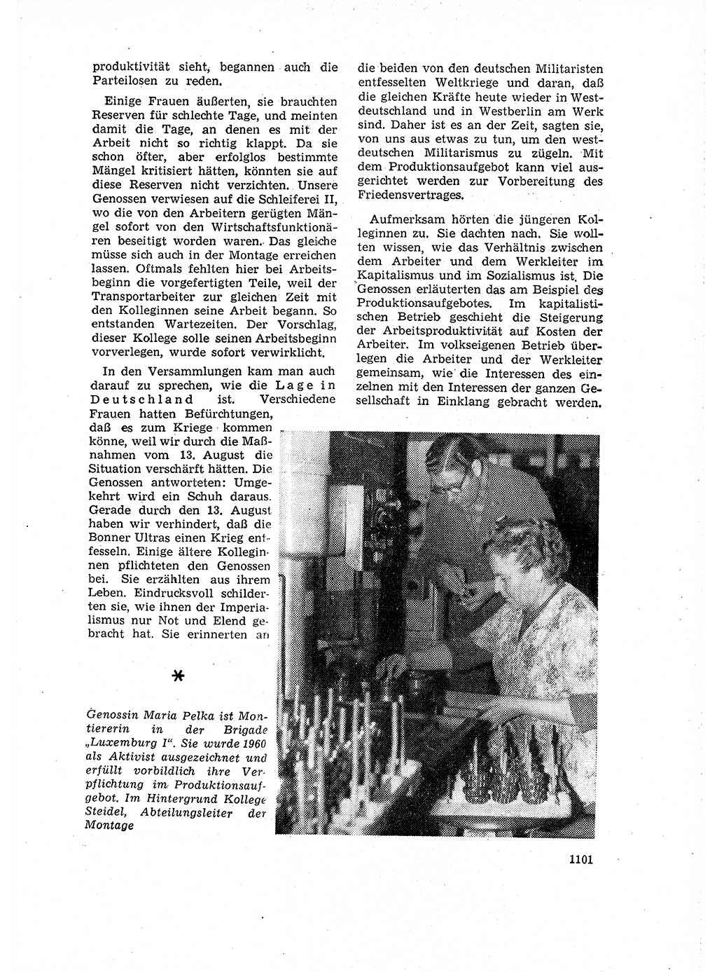Neuer Weg (NW), Organ des Zentralkomitees (ZK) der SED (Sozialistische Einheitspartei Deutschlands) für Fragen des Parteilebens, 16. Jahrgang [Deutsche Demokratische Republik (DDR)] 1961, Seite 1101 (NW ZK SED DDR 1961, S. 1101)