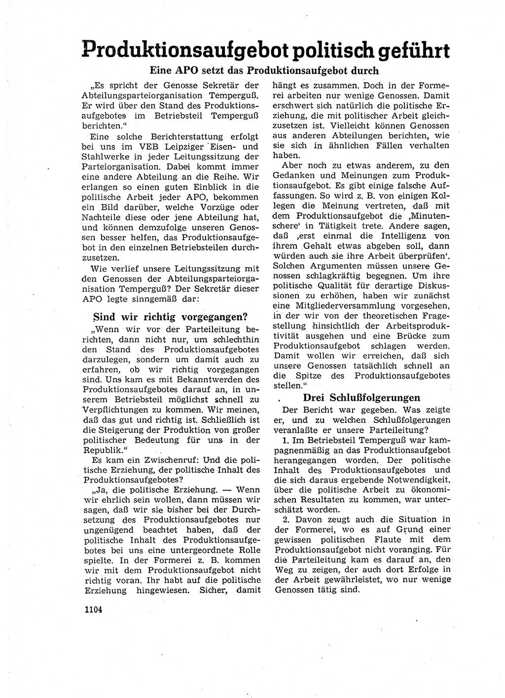 Neuer Weg (NW), Organ des Zentralkomitees (ZK) der SED (Sozialistische Einheitspartei Deutschlands) für Fragen des Parteilebens, 16. Jahrgang [Deutsche Demokratische Republik (DDR)] 1961, Seite 1104 (NW ZK SED DDR 1961, S. 1104)