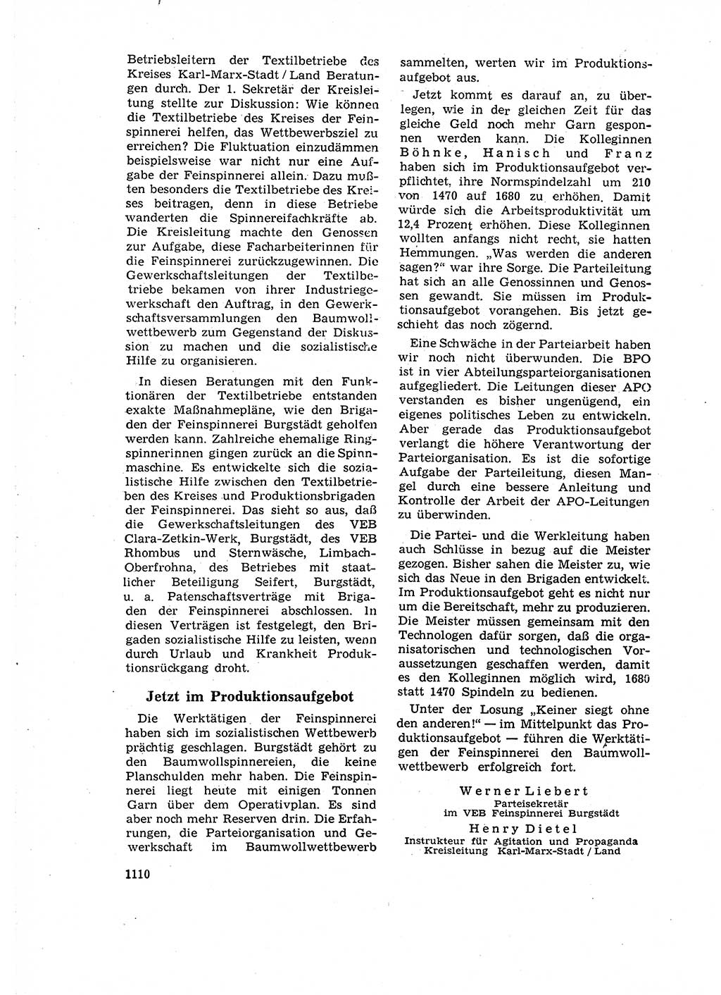 Neuer Weg (NW), Organ des Zentralkomitees (ZK) der SED (Sozialistische Einheitspartei Deutschlands) für Fragen des Parteilebens, 16. Jahrgang [Deutsche Demokratische Republik (DDR)] 1961, Seite 1110 (NW ZK SED DDR 1961, S. 1110)