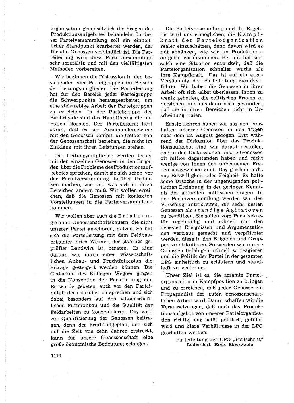 Neuer Weg (NW), Organ des Zentralkomitees (ZK) der SED (Sozialistische Einheitspartei Deutschlands) für Fragen des Parteilebens, 16. Jahrgang [Deutsche Demokratische Republik (DDR)] 1961, Seite 1114 (NW ZK SED DDR 1961, S. 1114)