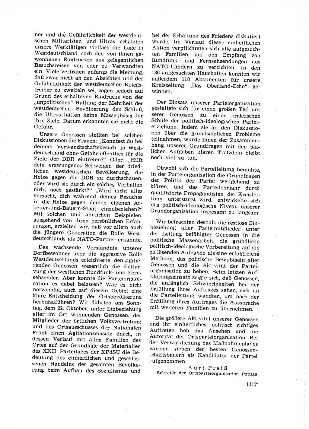 Neuer Weg (NW), Organ des Zentralkomitees (ZK) der SED (Sozialistische Einheitspartei Deutschlands) für Fragen des Parteilebens, 16. Jahrgang [Deutsche Demokratische Republik (DDR)] 1961, Seite 1117 (NW ZK SED DDR 1961, S. 1117)
