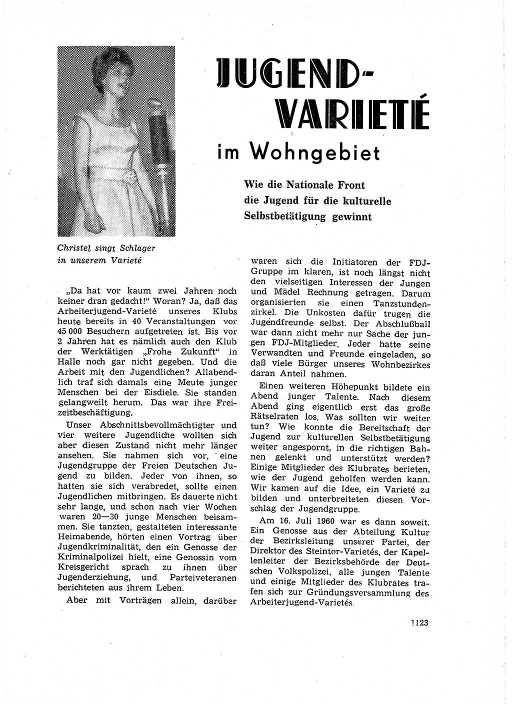 Neuer Weg (NW), Organ des Zentralkomitees (ZK) der SED (Sozialistische Einheitspartei Deutschlands) für Fragen des Parteilebens, 16. Jahrgang [Deutsche Demokratische Republik (DDR)] 1961, Seite 1123 (NW ZK SED DDR 1961, S. 1123)