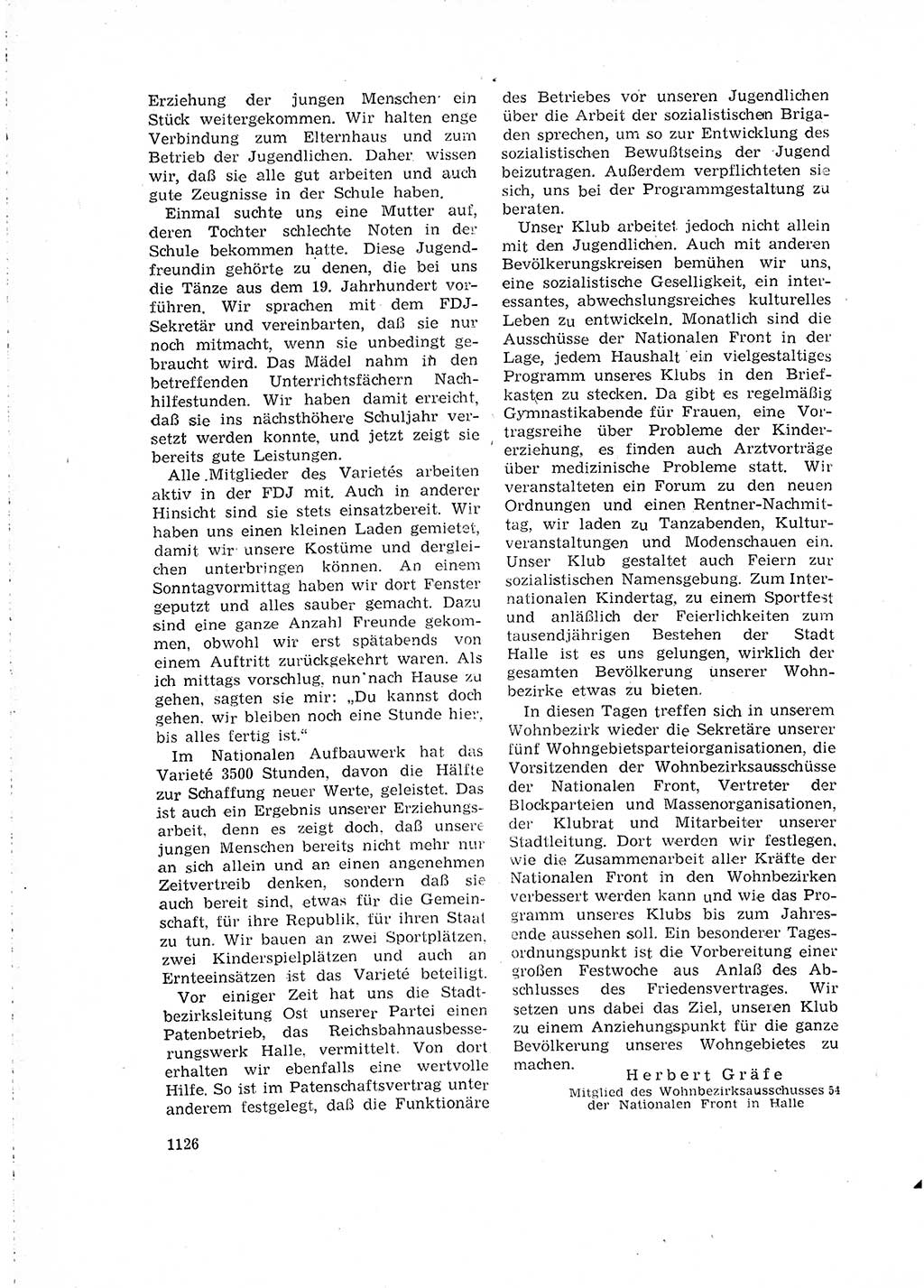Neuer Weg (NW), Organ des Zentralkomitees (ZK) der SED (Sozialistische Einheitspartei Deutschlands) für Fragen des Parteilebens, 16. Jahrgang [Deutsche Demokratische Republik (DDR)] 1961, Seite 1126 (NW ZK SED DDR 1961, S. 1126)