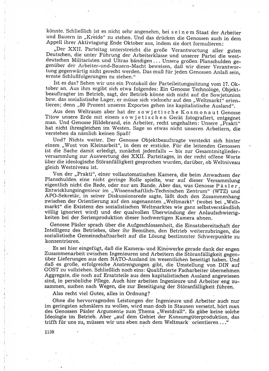 Neuer Weg (NW), Organ des Zentralkomitees (ZK) der SED (Sozialistische Einheitspartei Deutschlands) für Fragen des Parteilebens, 16. Jahrgang [Deutsche Demokratische Republik (DDR)] 1961, Seite 1130 (NW ZK SED DDR 1961, S. 1130)