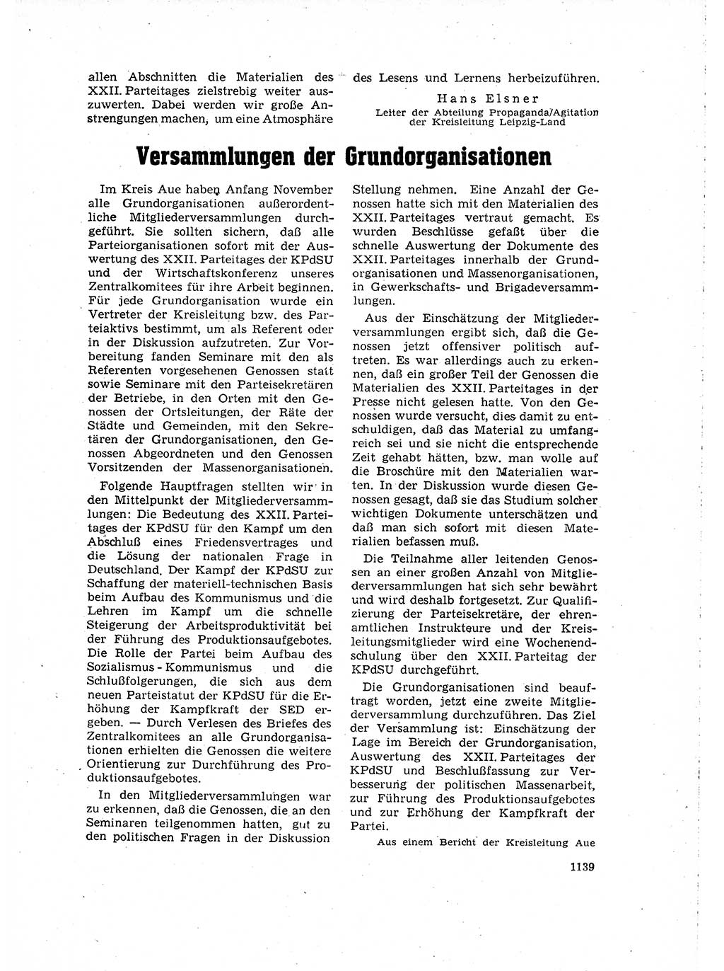 Neuer Weg (NW), Organ des Zentralkomitees (ZK) der SED (Sozialistische Einheitspartei Deutschlands) für Fragen des Parteilebens, 16. Jahrgang [Deutsche Demokratische Republik (DDR)] 1961, Seite 1139 (NW ZK SED DDR 1961, S. 1139)