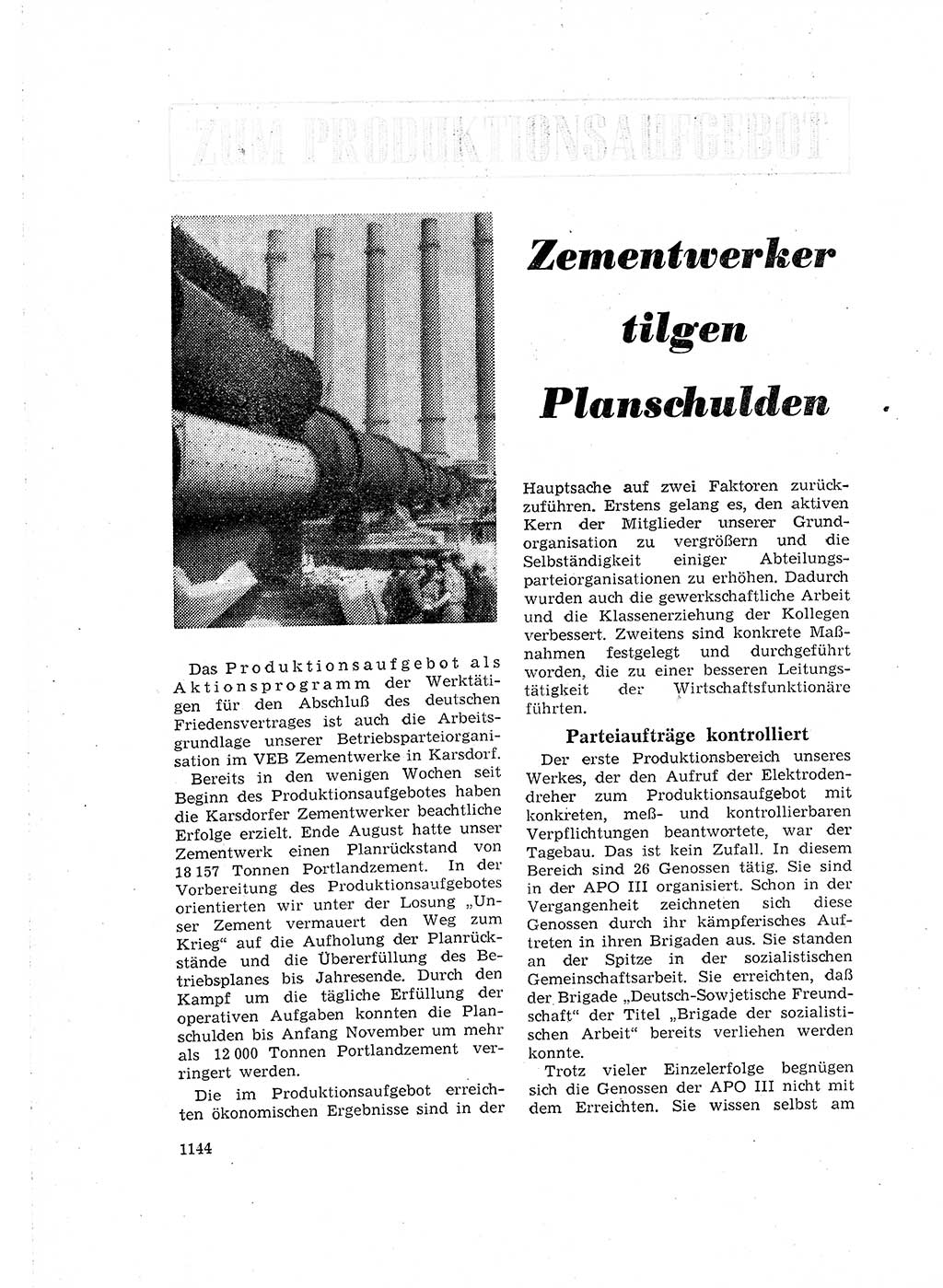 Neuer Weg (NW), Organ des Zentralkomitees (ZK) der SED (Sozialistische Einheitspartei Deutschlands) für Fragen des Parteilebens, 16. Jahrgang [Deutsche Demokratische Republik (DDR)] 1961, Seite 1144 (NW ZK SED DDR 1961, S. 1144)