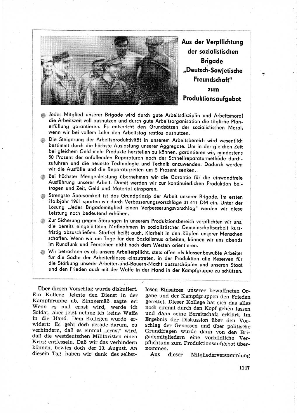 Neuer Weg (NW), Organ des Zentralkomitees (ZK) der SED (Sozialistische Einheitspartei Deutschlands) für Fragen des Parteilebens, 16. Jahrgang [Deutsche Demokratische Republik (DDR)] 1961, Seite 1147 (NW ZK SED DDR 1961, S. 1147)