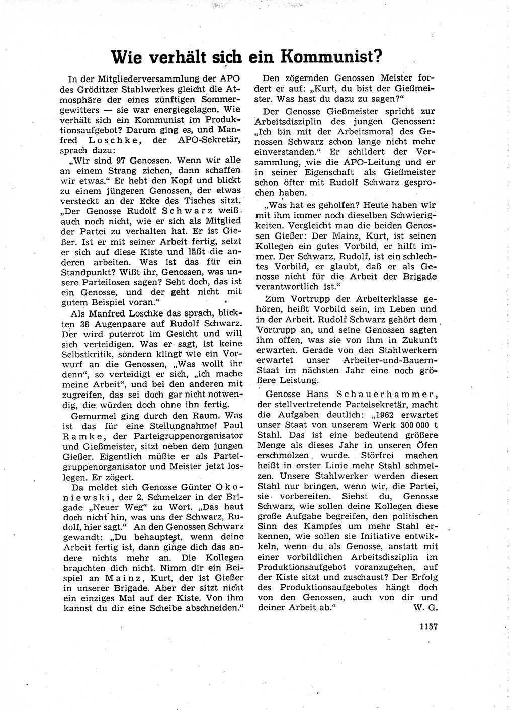Neuer Weg (NW), Organ des Zentralkomitees (ZK) der SED (Sozialistische Einheitspartei Deutschlands) für Fragen des Parteilebens, 16. Jahrgang [Deutsche Demokratische Republik (DDR)] 1961, Seite 1157 (NW ZK SED DDR 1961, S. 1157)