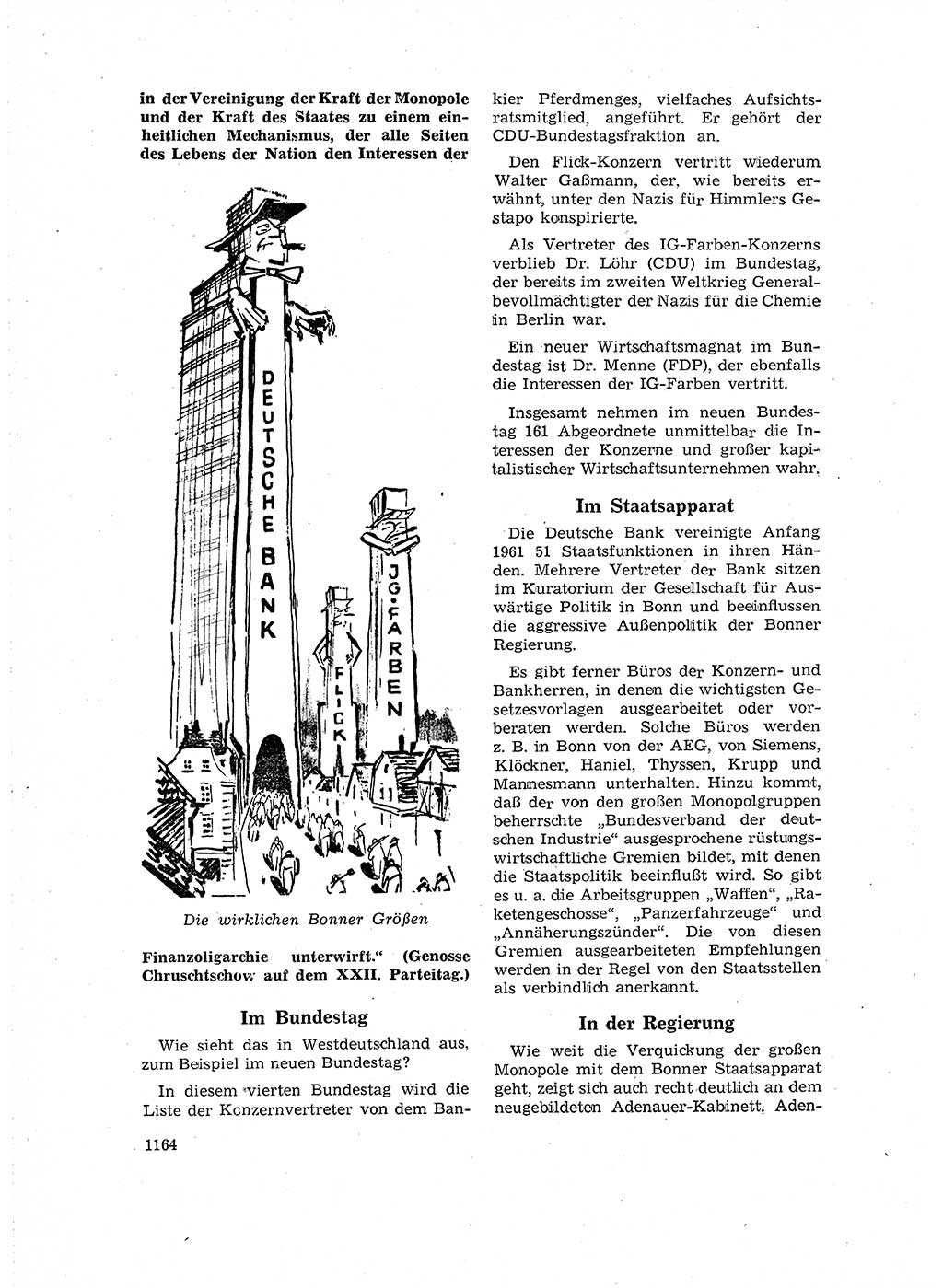 Neuer Weg (NW), Organ des Zentralkomitees (ZK) der SED (Sozialistische Einheitspartei Deutschlands) für Fragen des Parteilebens, 16. Jahrgang [Deutsche Demokratische Republik (DDR)] 1961, Seite 1164 (NW ZK SED DDR 1961, S. 1164)