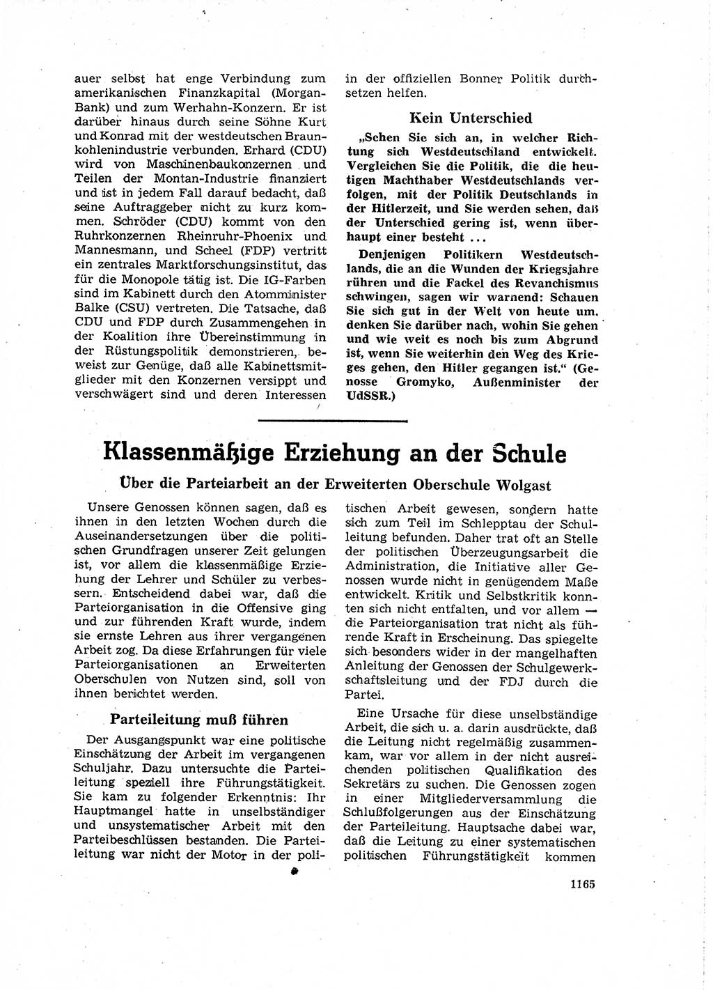 Neuer Weg (NW), Organ des Zentralkomitees (ZK) der SED (Sozialistische Einheitspartei Deutschlands) für Fragen des Parteilebens, 16. Jahrgang [Deutsche Demokratische Republik (DDR)] 1961, Seite 1165 (NW ZK SED DDR 1961, S. 1165)