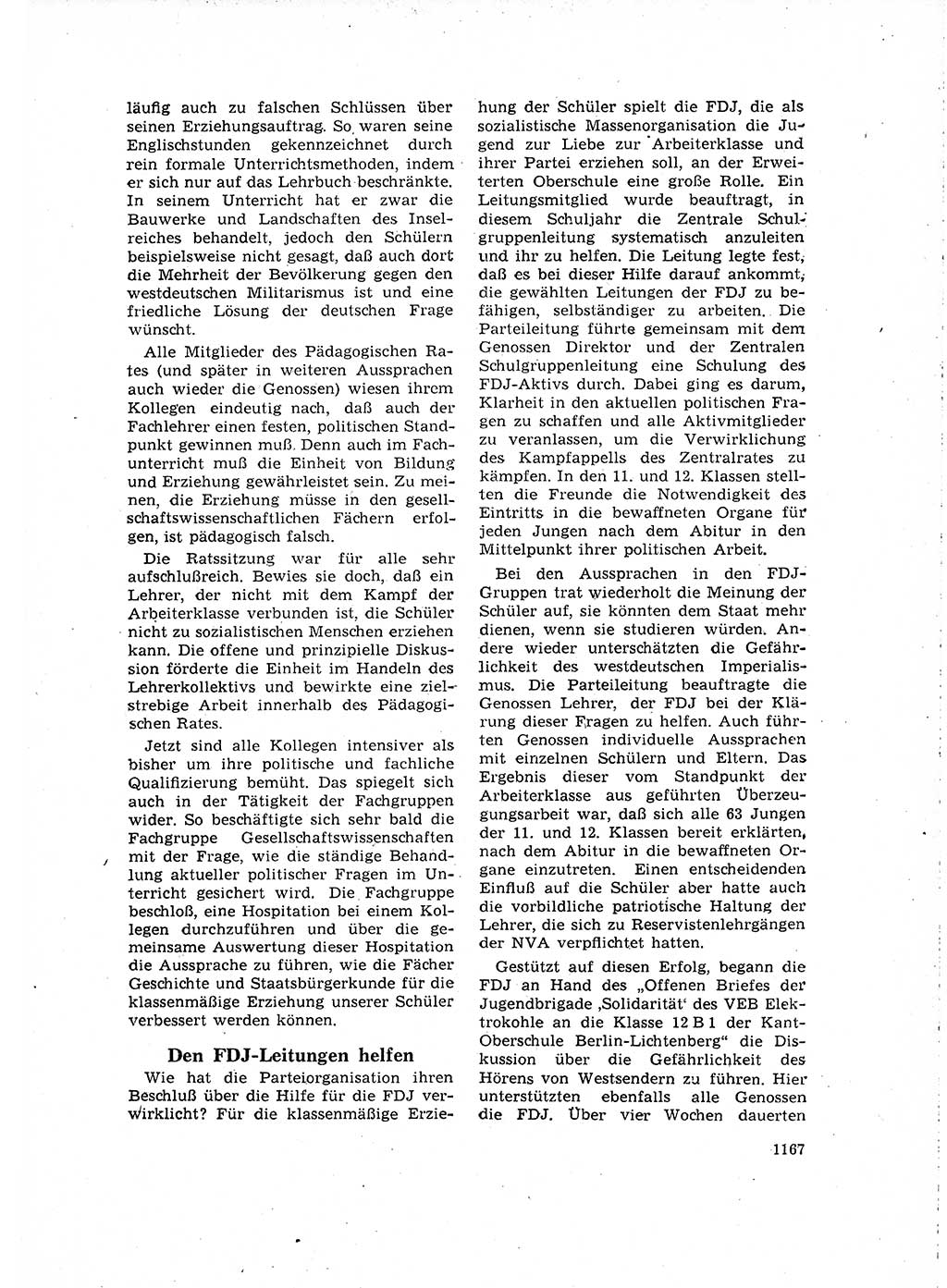 Neuer Weg (NW), Organ des Zentralkomitees (ZK) der SED (Sozialistische Einheitspartei Deutschlands) für Fragen des Parteilebens, 16. Jahrgang [Deutsche Demokratische Republik (DDR)] 1961, Seite 1167 (NW ZK SED DDR 1961, S. 1167)