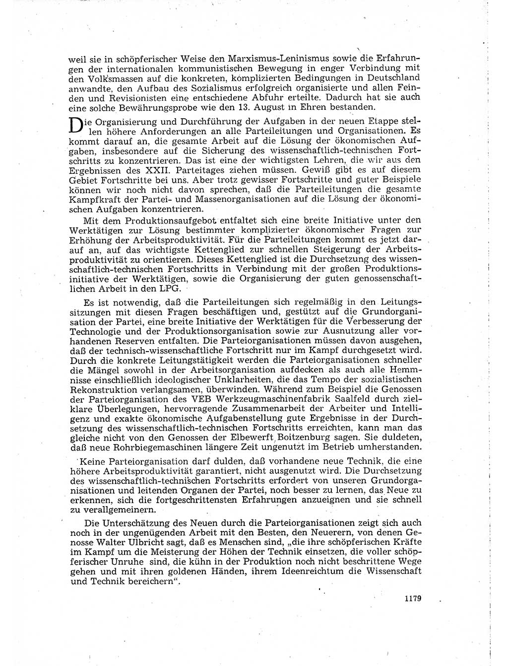 Neuer Weg (NW), Organ des Zentralkomitees (ZK) der SED (Sozialistische Einheitspartei Deutschlands) für Fragen des Parteilebens, 16. Jahrgang [Deutsche Demokratische Republik (DDR)] 1961, Seite 1179 (NW ZK SED DDR 1961, S. 1179)