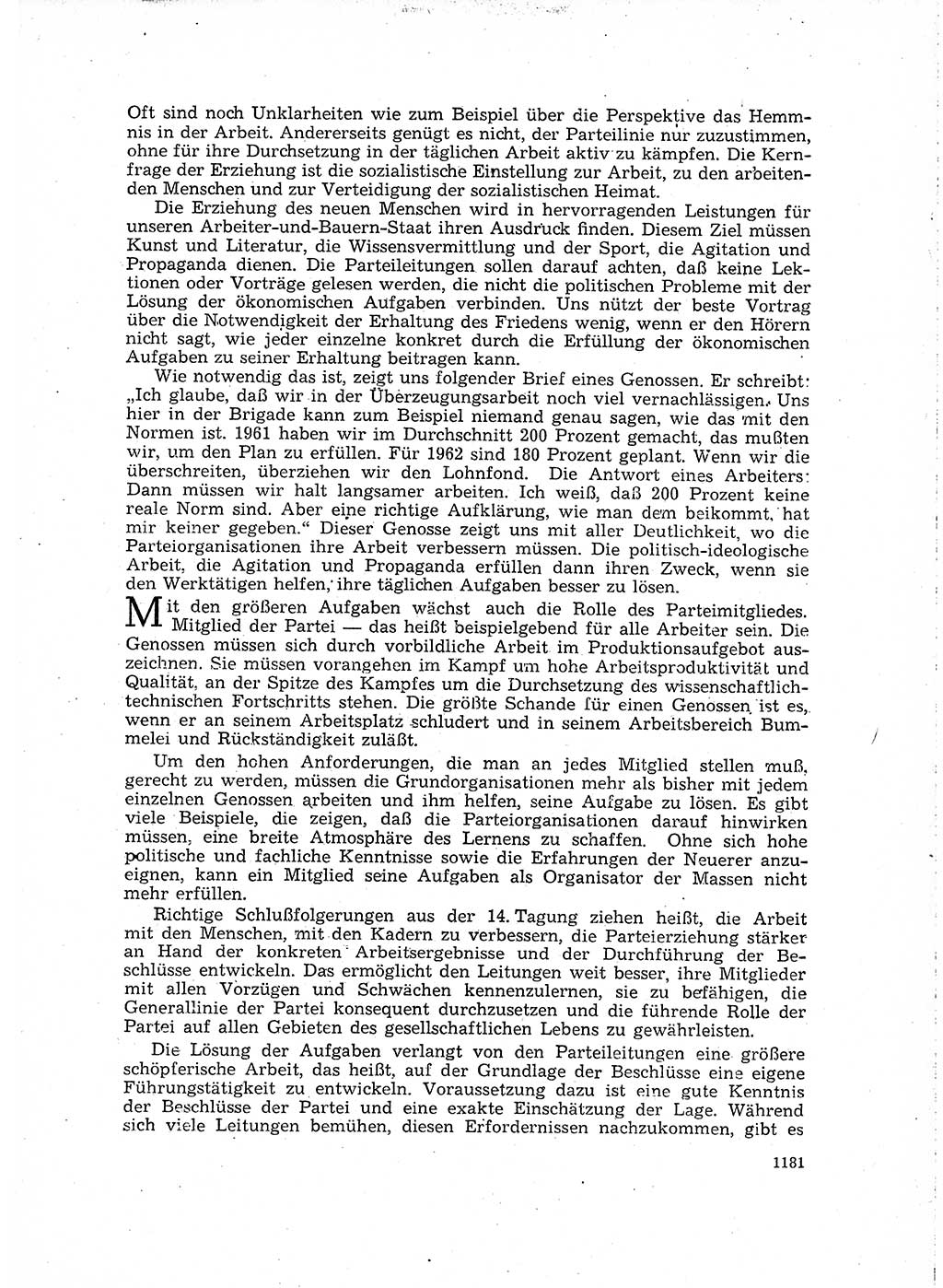 Neuer Weg (NW), Organ des Zentralkomitees (ZK) der SED (Sozialistische Einheitspartei Deutschlands) für Fragen des Parteilebens, 16. Jahrgang [Deutsche Demokratische Republik (DDR)] 1961, Seite 1181 (NW ZK SED DDR 1961, S. 1181)