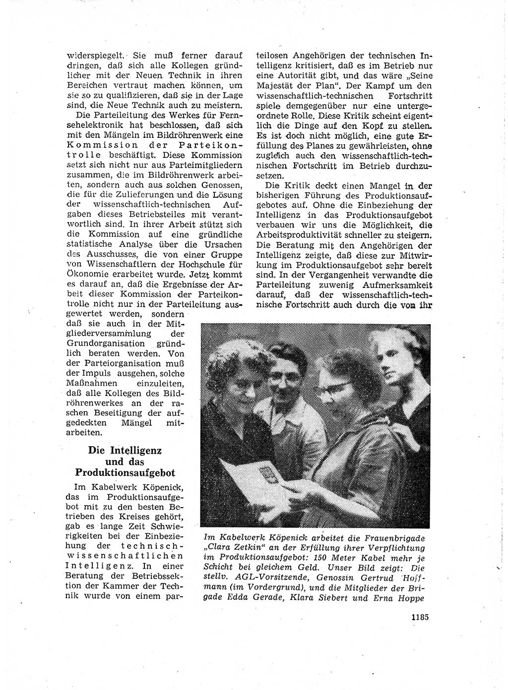 Neuer Weg (NW), Organ des Zentralkomitees (ZK) der SED (Sozialistische Einheitspartei Deutschlands) für Fragen des Parteilebens, 16. Jahrgang [Deutsche Demokratische Republik (DDR)] 1961, Seite 1185 (NW ZK SED DDR 1961, S. 1185)