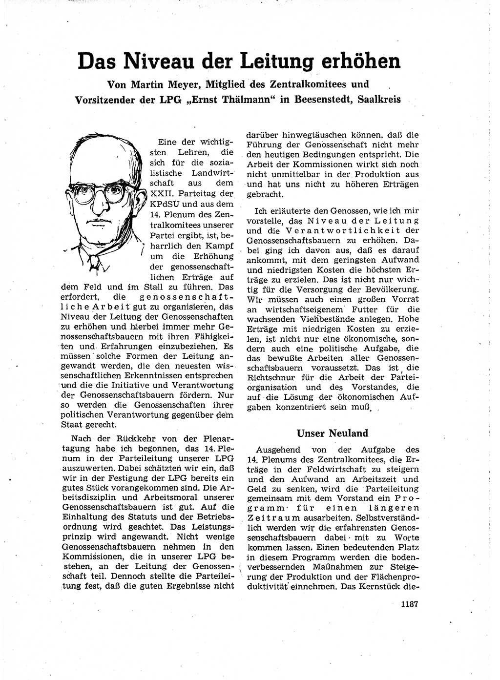 Neuer Weg (NW), Organ des Zentralkomitees (ZK) der SED (Sozialistische Einheitspartei Deutschlands) für Fragen des Parteilebens, 16. Jahrgang [Deutsche Demokratische Republik (DDR)] 1961, Seite 1187 (NW ZK SED DDR 1961, S. 1187)