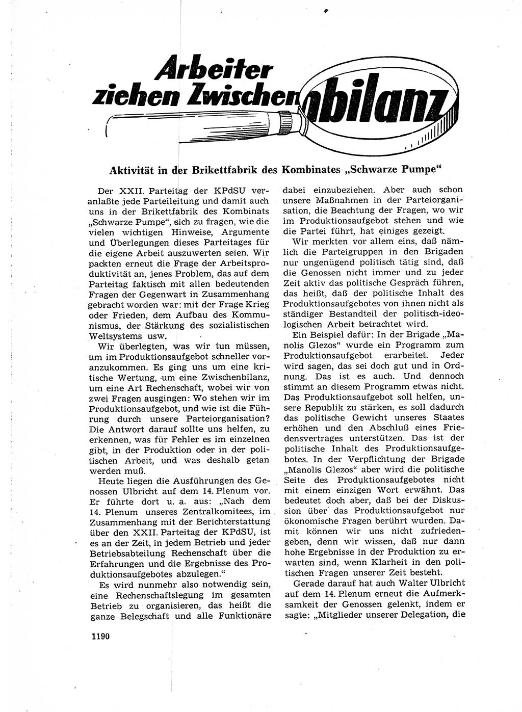 Neuer Weg (NW), Organ des Zentralkomitees (ZK) der SED (Sozialistische Einheitspartei Deutschlands) für Fragen des Parteilebens, 16. Jahrgang [Deutsche Demokratische Republik (DDR)] 1961, Seite 1190 (NW ZK SED DDR 1961, S. 1190)