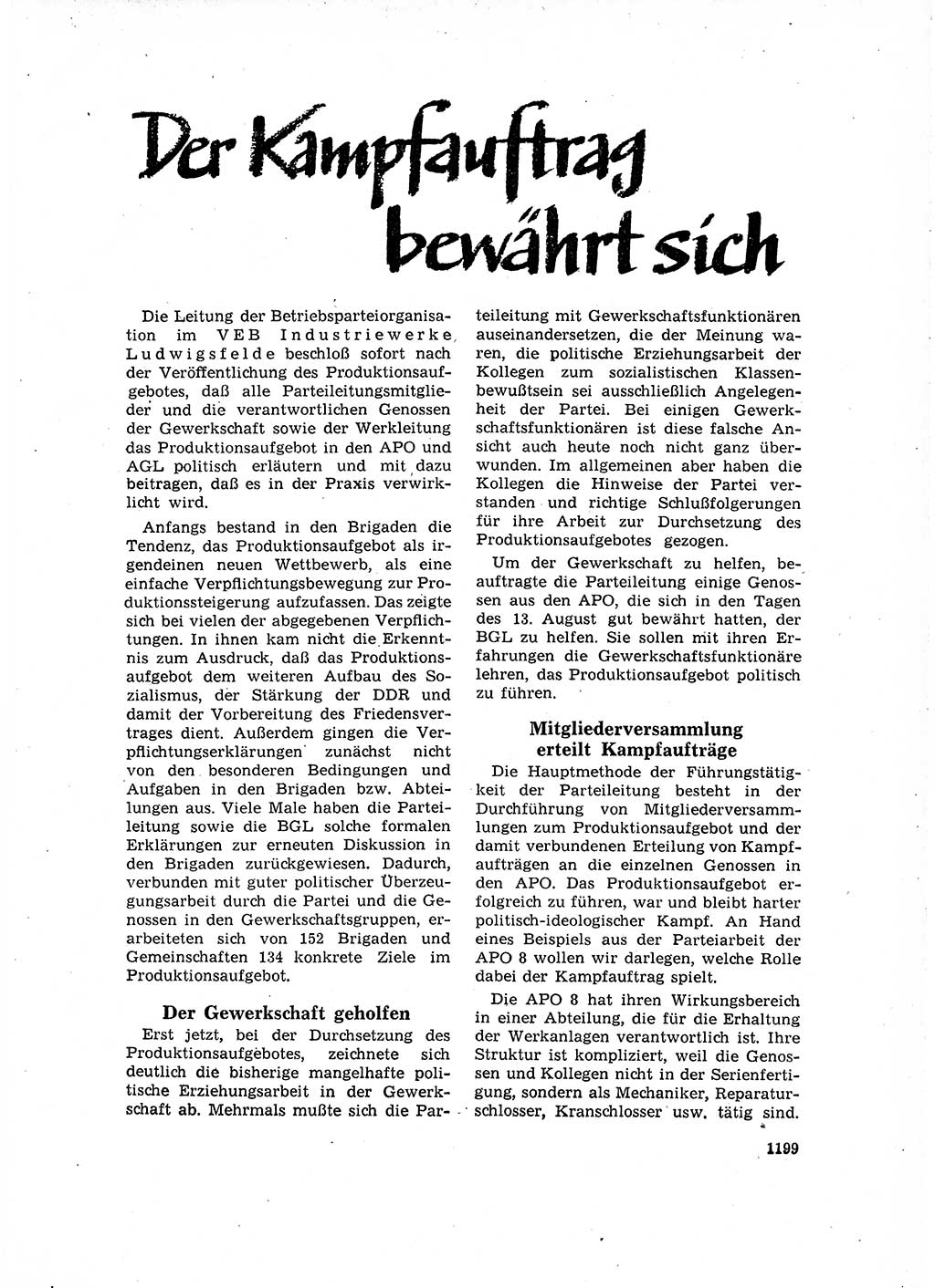 Neuer Weg (NW), Organ des Zentralkomitees (ZK) der SED (Sozialistische Einheitspartei Deutschlands) für Fragen des Parteilebens, 16. Jahrgang [Deutsche Demokratische Republik (DDR)] 1961, Seite 1199 (NW ZK SED DDR 1961, S. 1199)