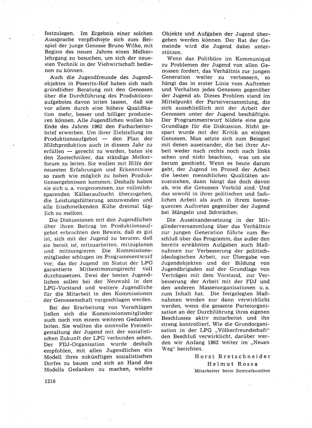 Neuer Weg (NW), Organ des Zentralkomitees (ZK) der SED (Sozialistische Einheitspartei Deutschlands) für Fragen des Parteilebens, 16. Jahrgang [Deutsche Demokratische Republik (DDR)] 1961, Seite 1210 (NW ZK SED DDR 1961, S. 1210)