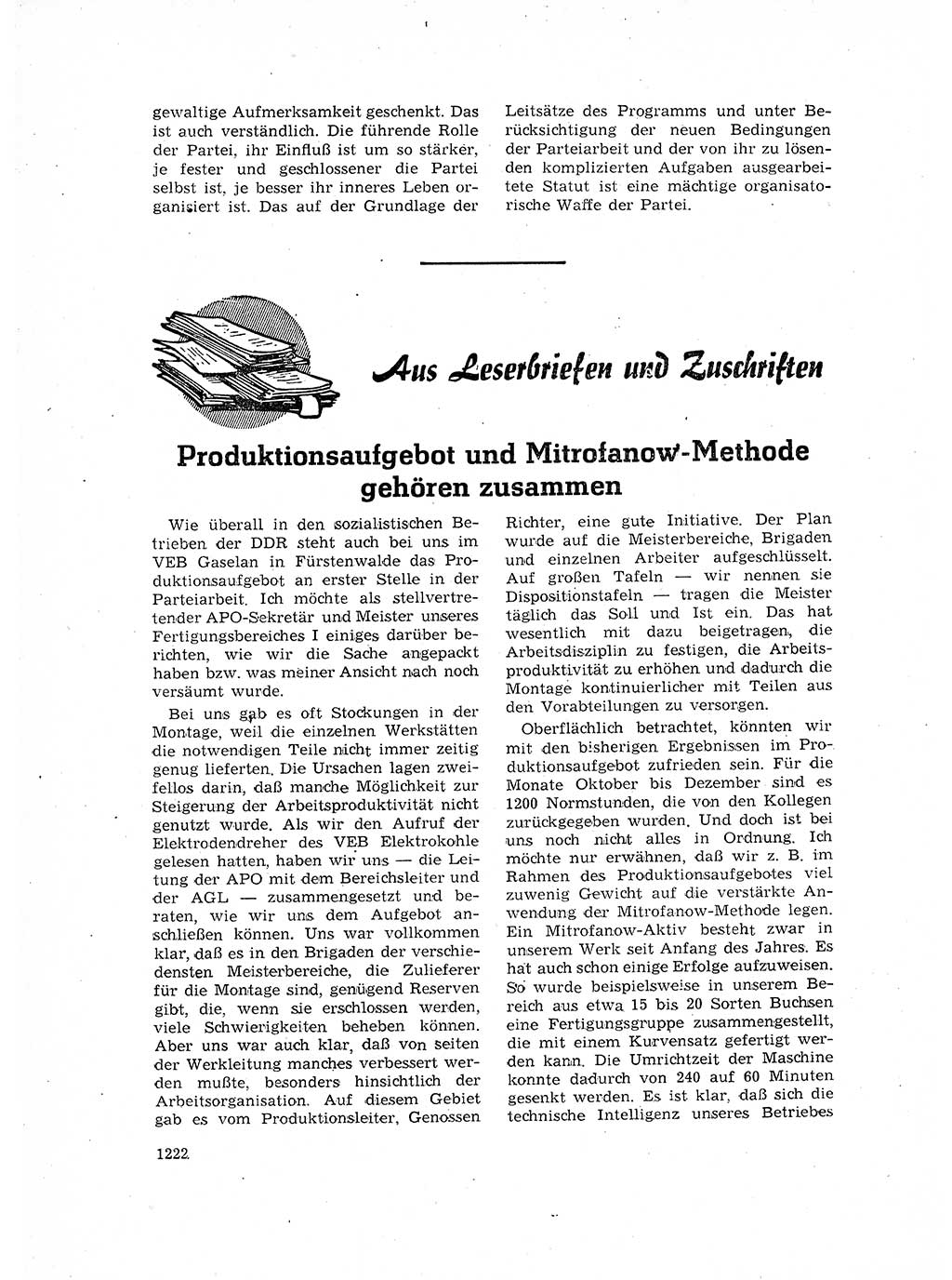 Neuer Weg (NW), Organ des Zentralkomitees (ZK) der SED (Sozialistische Einheitspartei Deutschlands) für Fragen des Parteilebens, 16. Jahrgang [Deutsche Demokratische Republik (DDR)] 1961, Seite 1222 (NW ZK SED DDR 1961, S. 1222)