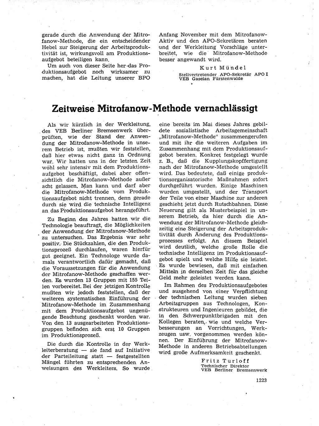 Neuer Weg (NW), Organ des Zentralkomitees (ZK) der SED (Sozialistische Einheitspartei Deutschlands) für Fragen des Parteilebens, 16. Jahrgang [Deutsche Demokratische Republik (DDR)] 1961, Seite 1223 (NW ZK SED DDR 1961, S. 1223)
