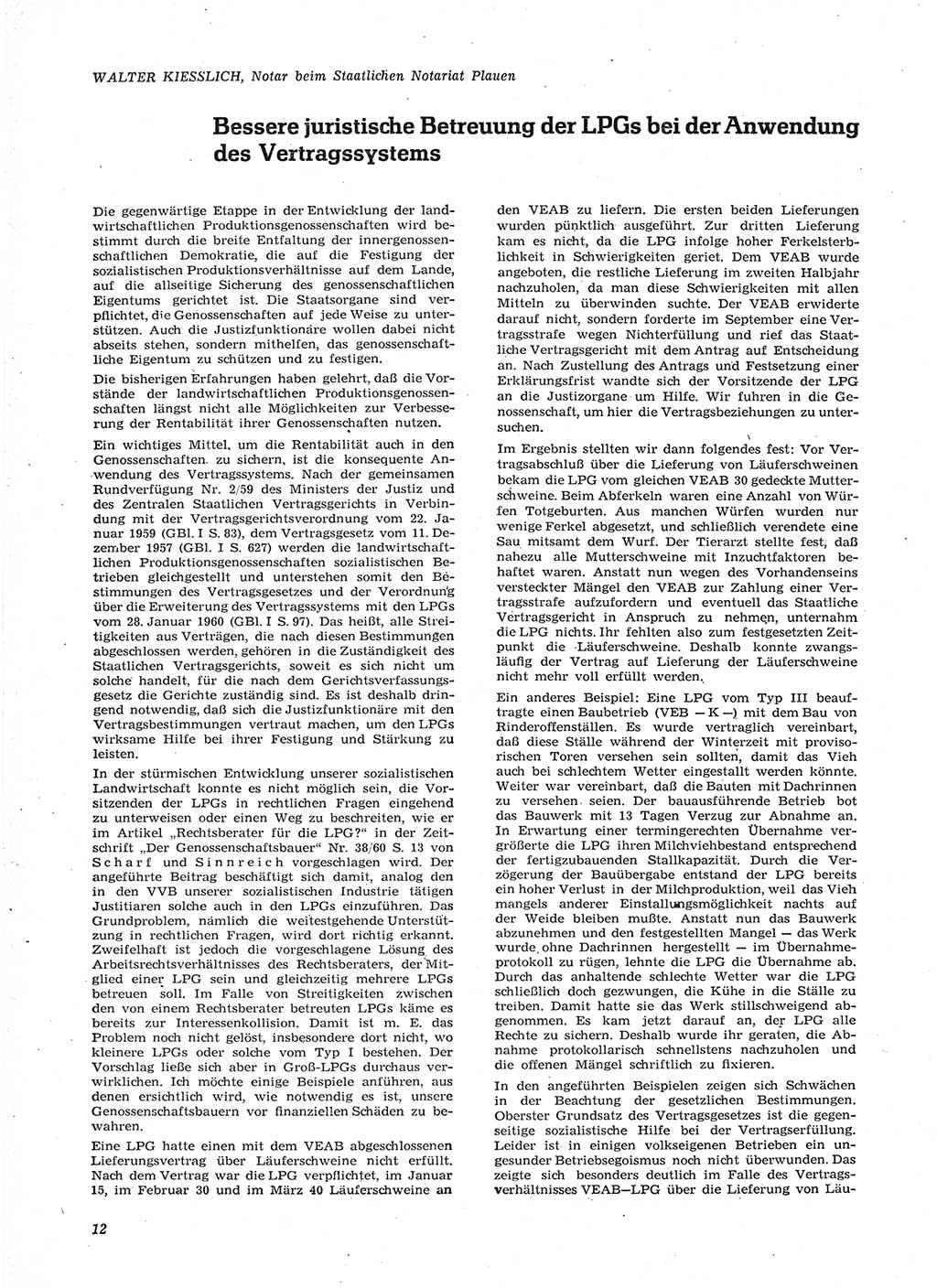 Neue Justiz (NJ), Zeitschrift für Recht und Rechtswissenschaft [Deutsche Demokratische Republik (DDR)], 15. Jahrgang 1961, Seite 12 (NJ DDR 1961, S. 12)