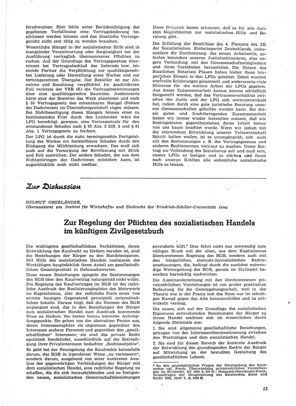 Neue Justiz (NJ), Zeitschrift für Recht und Rechtswissenschaft [Deutsche Demokratische Republik (DDR)], 15. Jahrgang 1961, Seite 13 (NJ DDR 1961, S. 13)