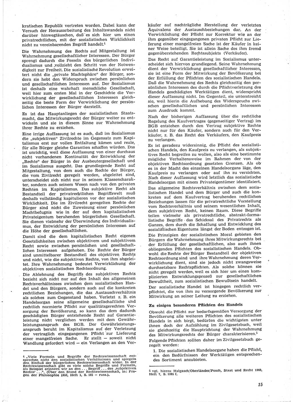 Neue Justiz (NJ), Zeitschrift für Recht und Rechtswissenschaft [Deutsche Demokratische Republik (DDR)], 15. Jahrgang 1961, Seite 15 (NJ DDR 1961, S. 15)
