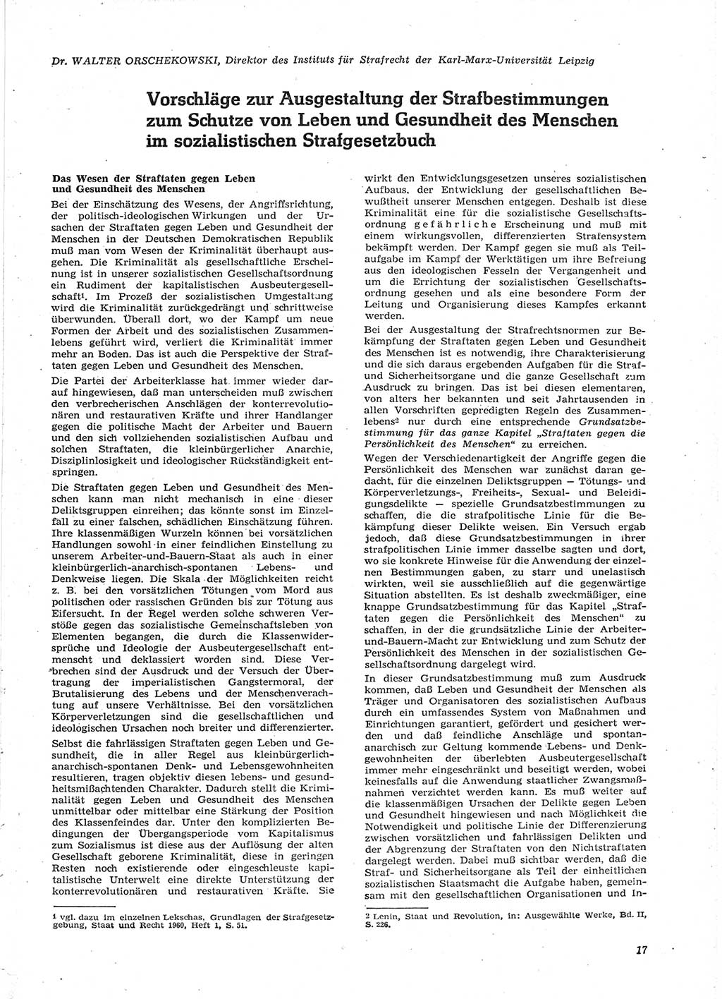 Neue Justiz (NJ), Zeitschrift für Recht und Rechtswissenschaft [Deutsche Demokratische Republik (DDR)], 15. Jahrgang 1961, Seite 17 (NJ DDR 1961, S. 17)