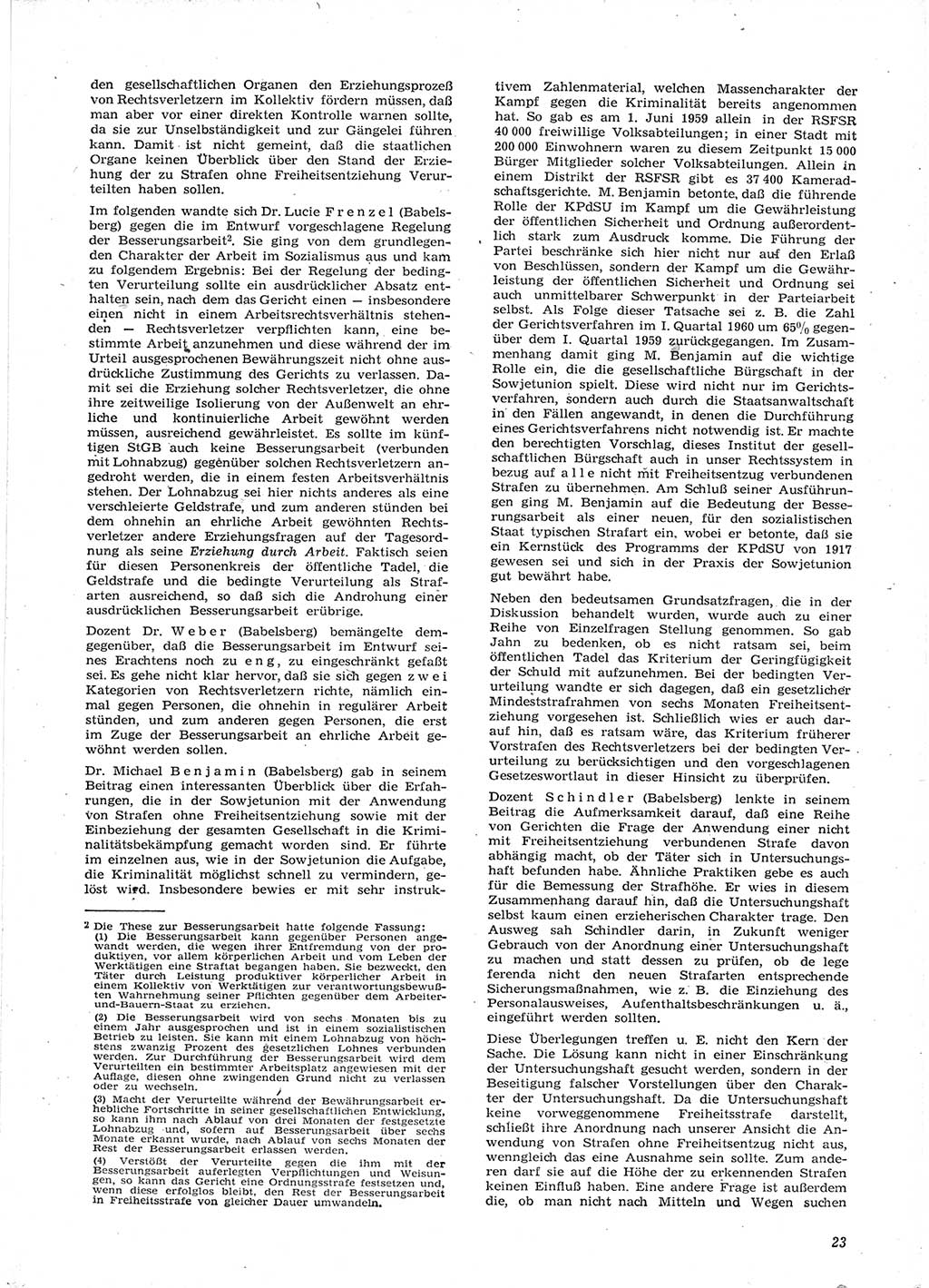 Neue Justiz (NJ), Zeitschrift für Recht und Rechtswissenschaft [Deutsche Demokratische Republik (DDR)], 15. Jahrgang 1961, Seite 23 (NJ DDR 1961, S. 23)