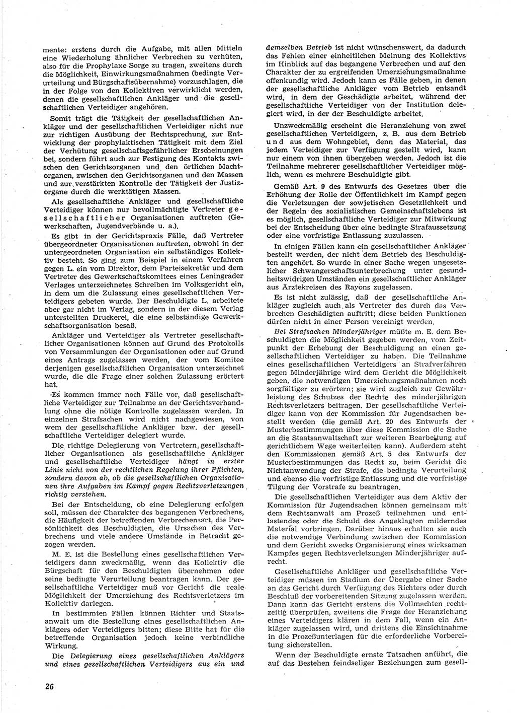 Neue Justiz (NJ), Zeitschrift für Recht und Rechtswissenschaft [Deutsche Demokratische Republik (DDR)], 15. Jahrgang 1961, Seite 26 (NJ DDR 1961, S. 26)