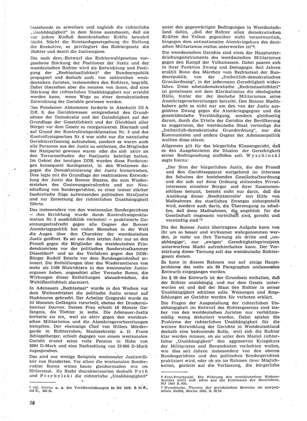 Neue Justiz (NJ), Zeitschrift für Recht und Rechtswissenschaft [Deutsche Demokratische Republik (DDR)], 15. Jahrgang 1961, Seite 28 (NJ DDR 1961, S. 28)