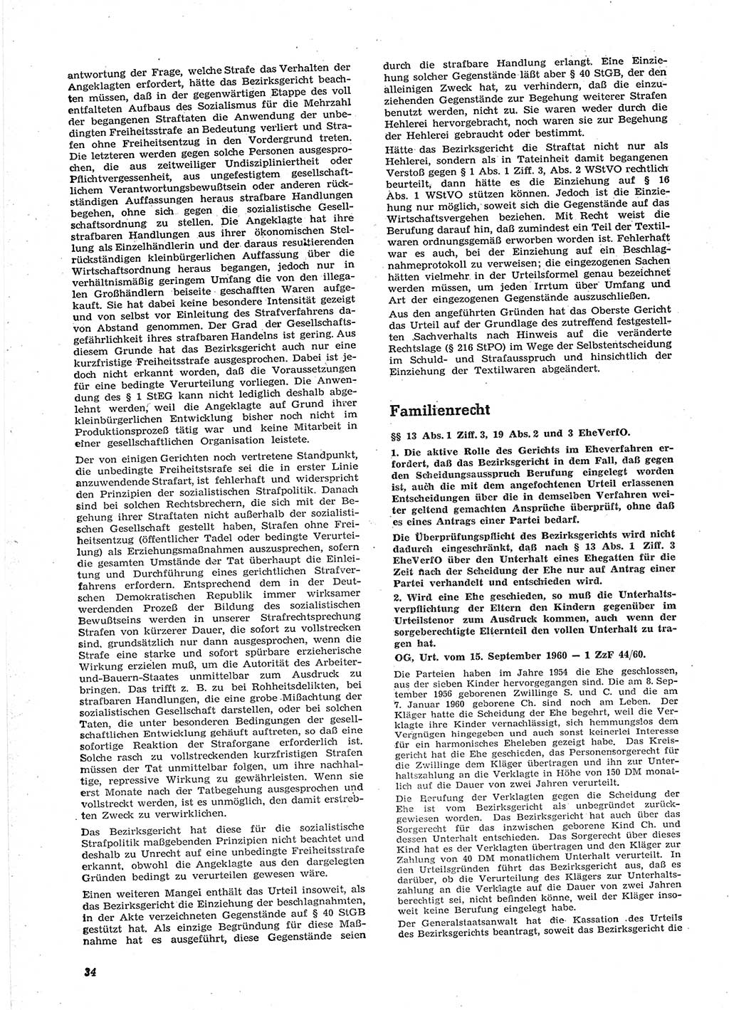 Neue Justiz (NJ), Zeitschrift für Recht und Rechtswissenschaft [Deutsche Demokratische Republik (DDR)], 15. Jahrgang 1961, Seite 34 (NJ DDR 1961, S. 34)