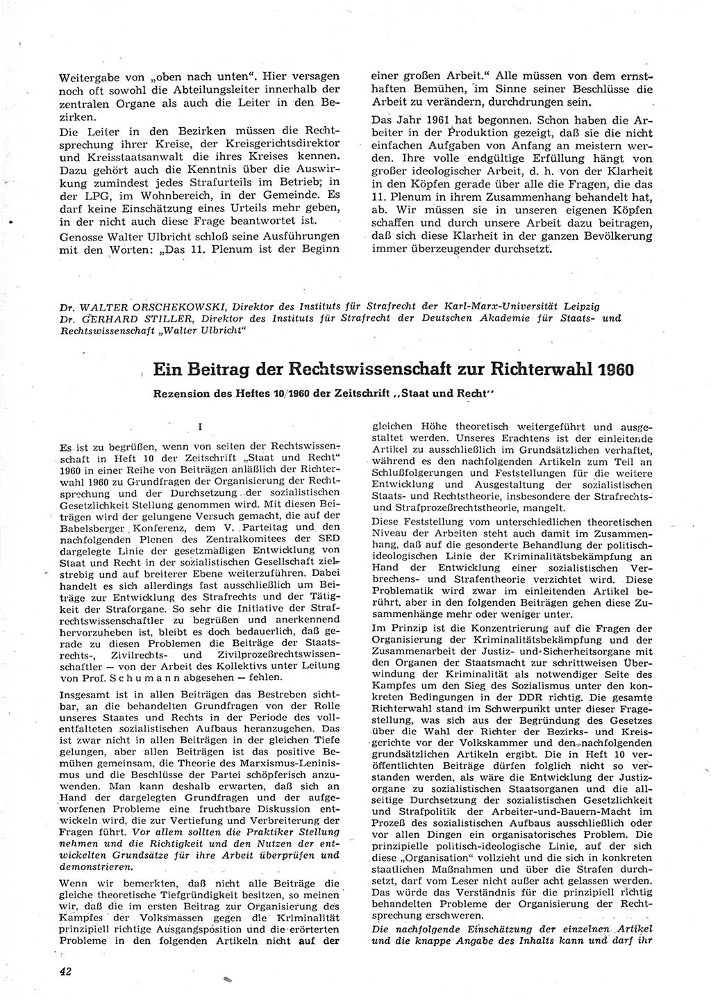 Neue Justiz (NJ), Zeitschrift für Recht und Rechtswissenschaft [Deutsche Demokratische Republik (DDR)], 15. Jahrgang 1961, Seite 42 (NJ DDR 1961, S. 42)